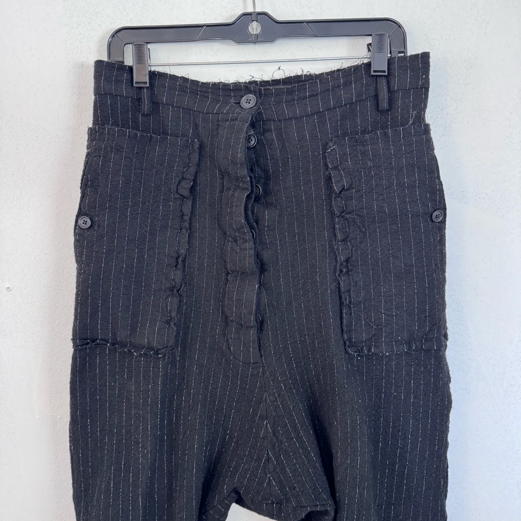 Rundholz Textured Wool Drop Crotch Button Front Pants Size Small